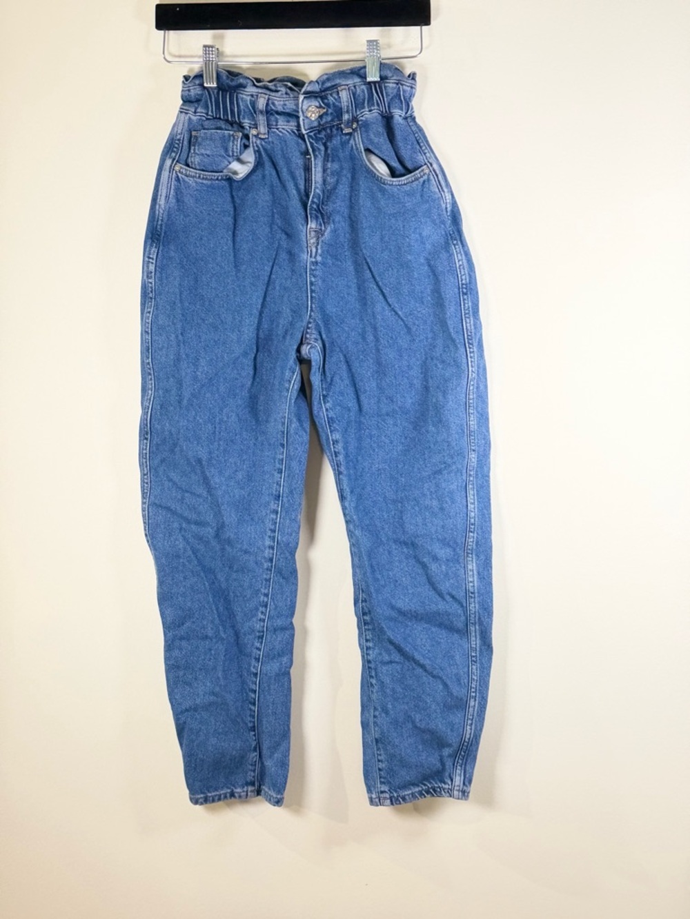 Mango High-Rise Paperbag Waist Jeans - Blue